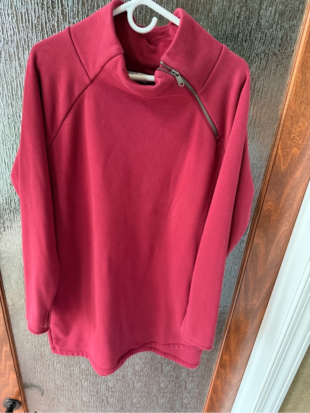 Athleta Cozy Fleece Sweatshirt Dress XL | Thumbholes | Zip Pockets | Athleisure